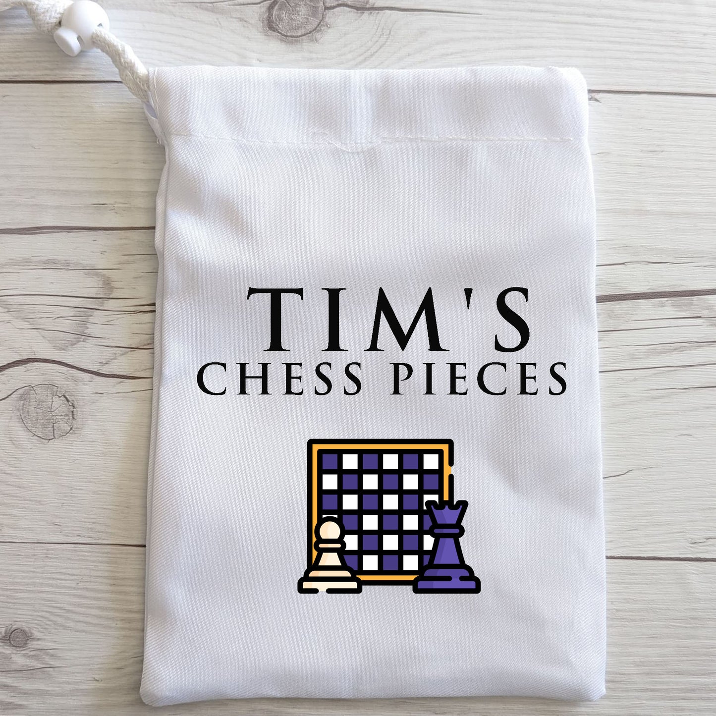 Personalised Chess Piece Bag | Board Games Accessories | Custom Gift |