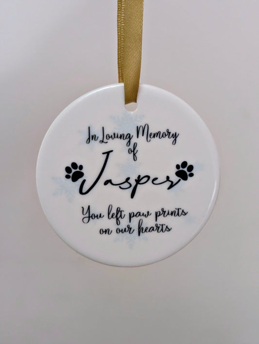 Personalised In Loving Memory Pet Christmas Ceramic Bauble