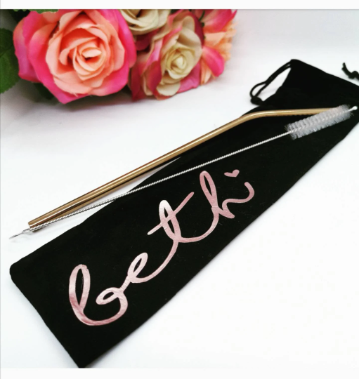 Personalised Straw Pouch Set