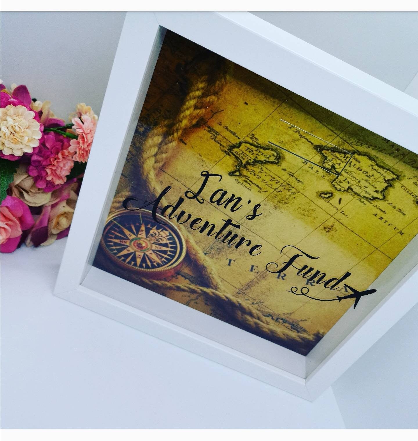 Personalised Money Box Frame | Adventure Fund | Holiday, Travel Funds |