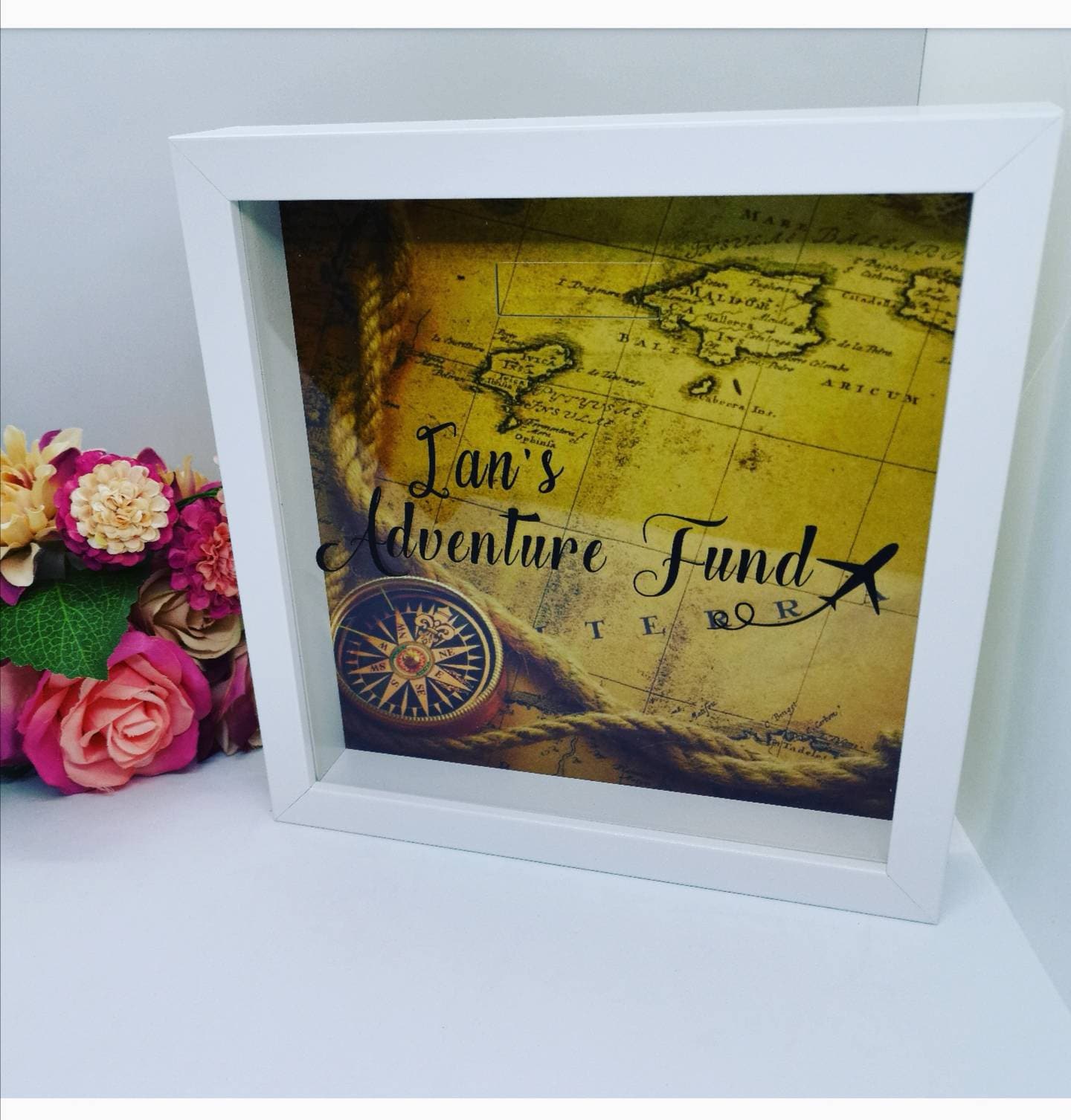 Personalised Money Box Frame | Adventure Fund | Holiday, Travel Funds |