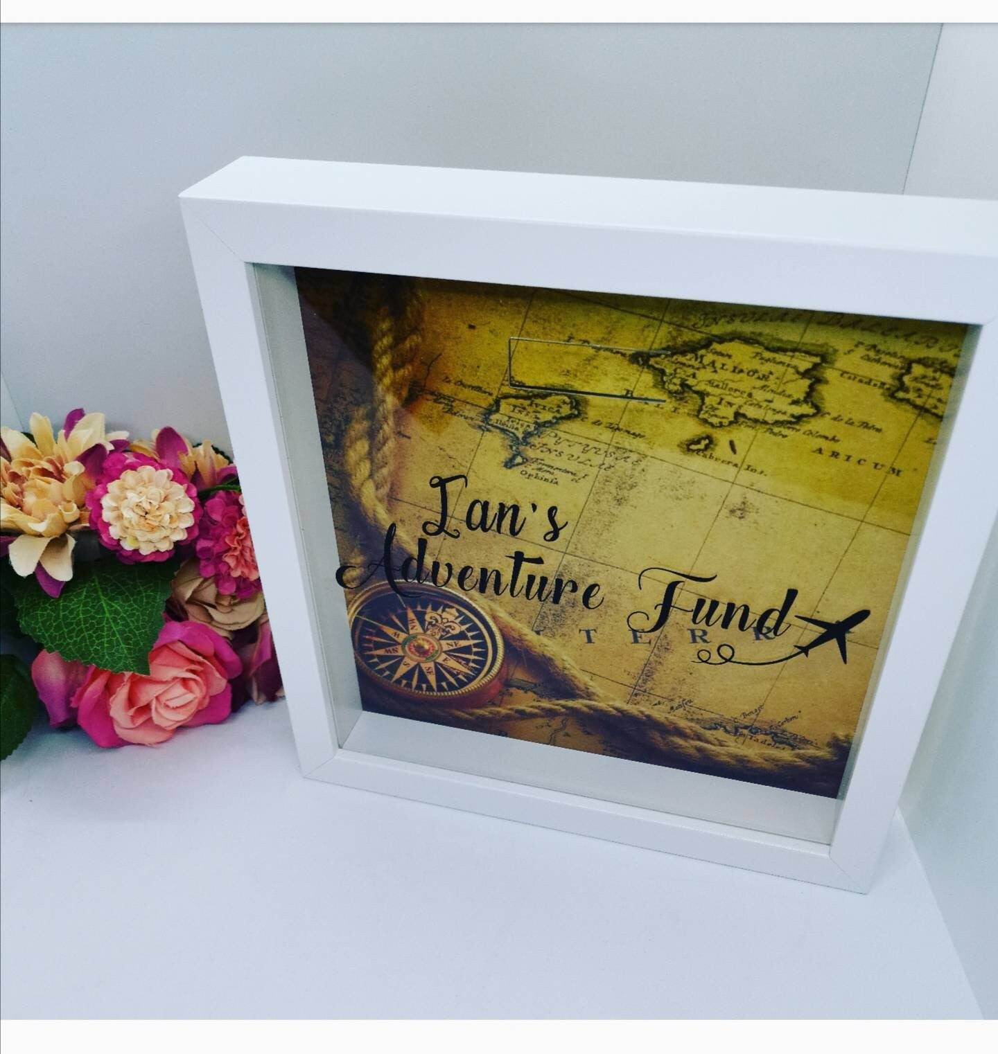 Personalised Money Box Frame | Adventure Fund | Holiday, Travel Funds |