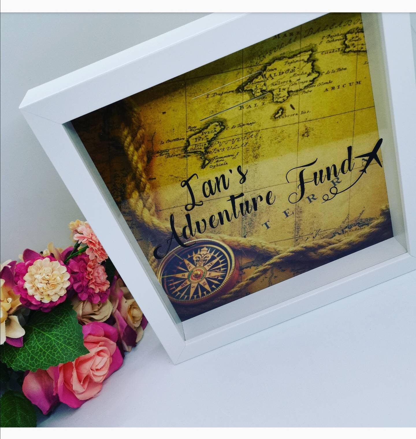 Personalised Money Box Frame | Adventure Fund | Holiday, Travel Funds |