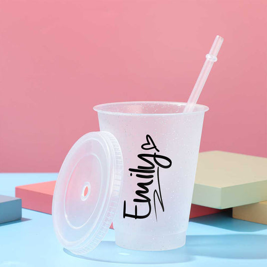 Lightweight Personalised Reusable Travel Cup With Lid & Straw