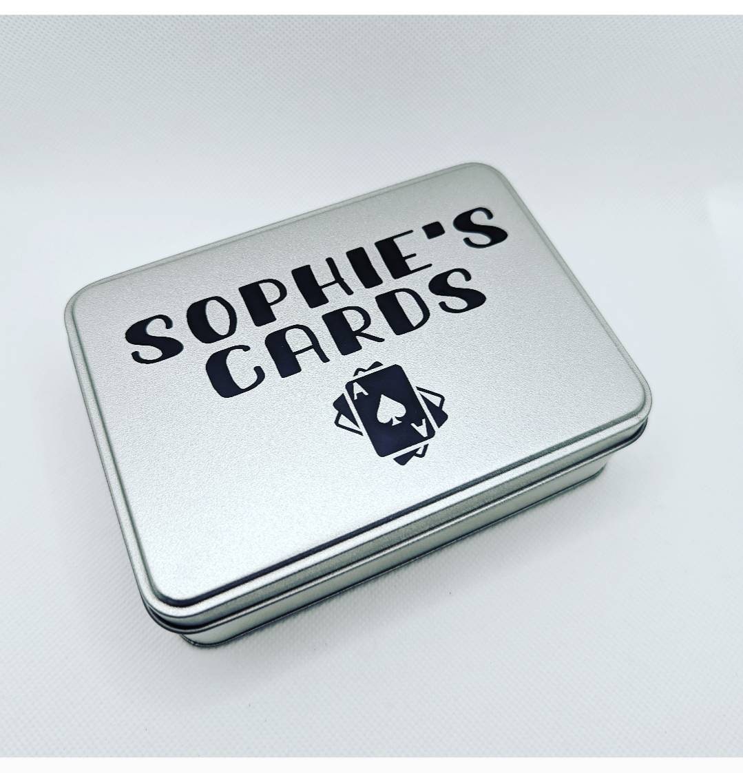 Custom Double Deck Playing Cards Storage Tin | Metal | Silver Colour