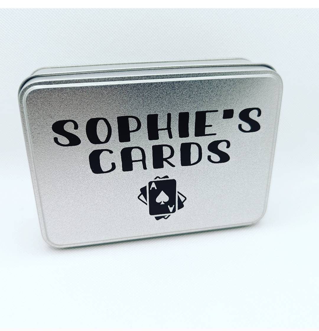 Custom Double Deck Playing Cards Storage Tin | Metal | Silver Colour