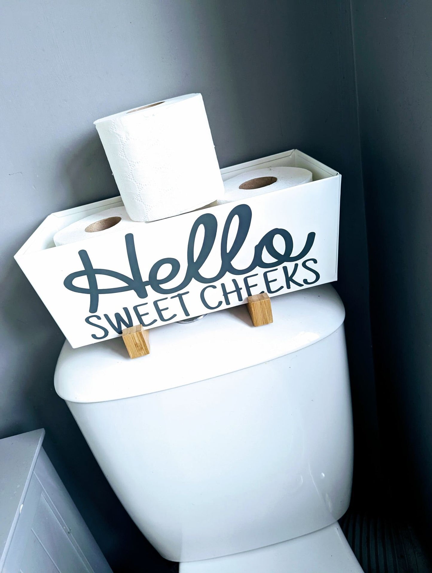 Hello Sweet Cheeks | Novelty Toilet Roll Holder | Bathroom Storage |